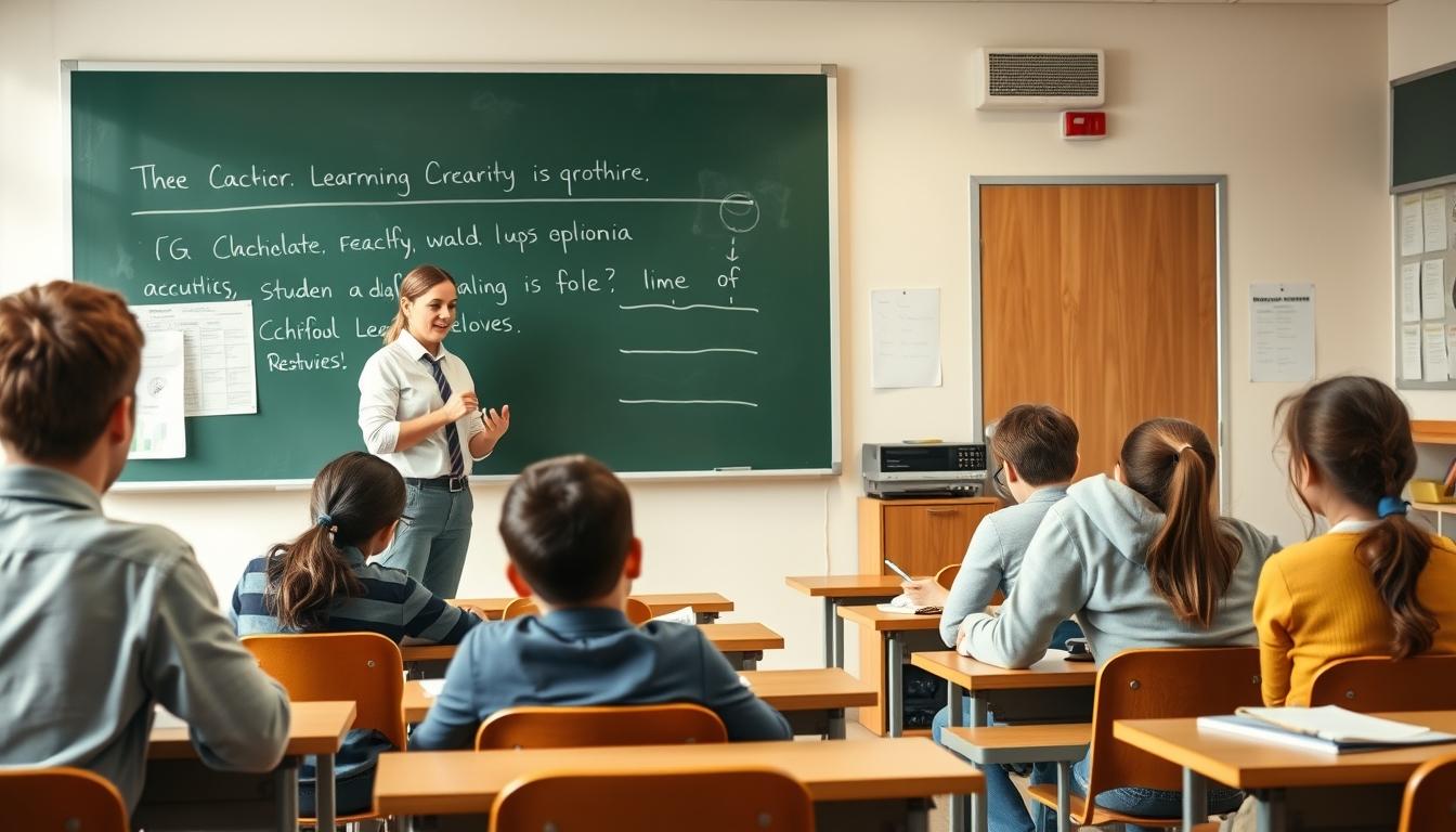 Students studying together in modern classroom